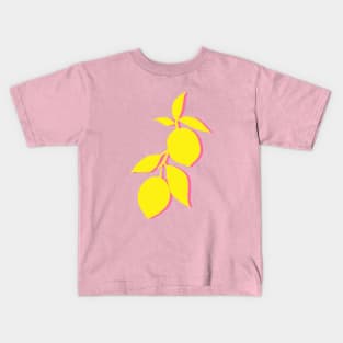 Silhouette Citrus Lemon Fruit Pattern Yellow and Pink Kids T-Shirt